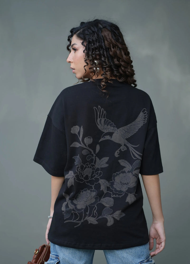 Movement Unisex Western 1 Piece Printed Cotton Noir Botanical Tee - Winter Collection