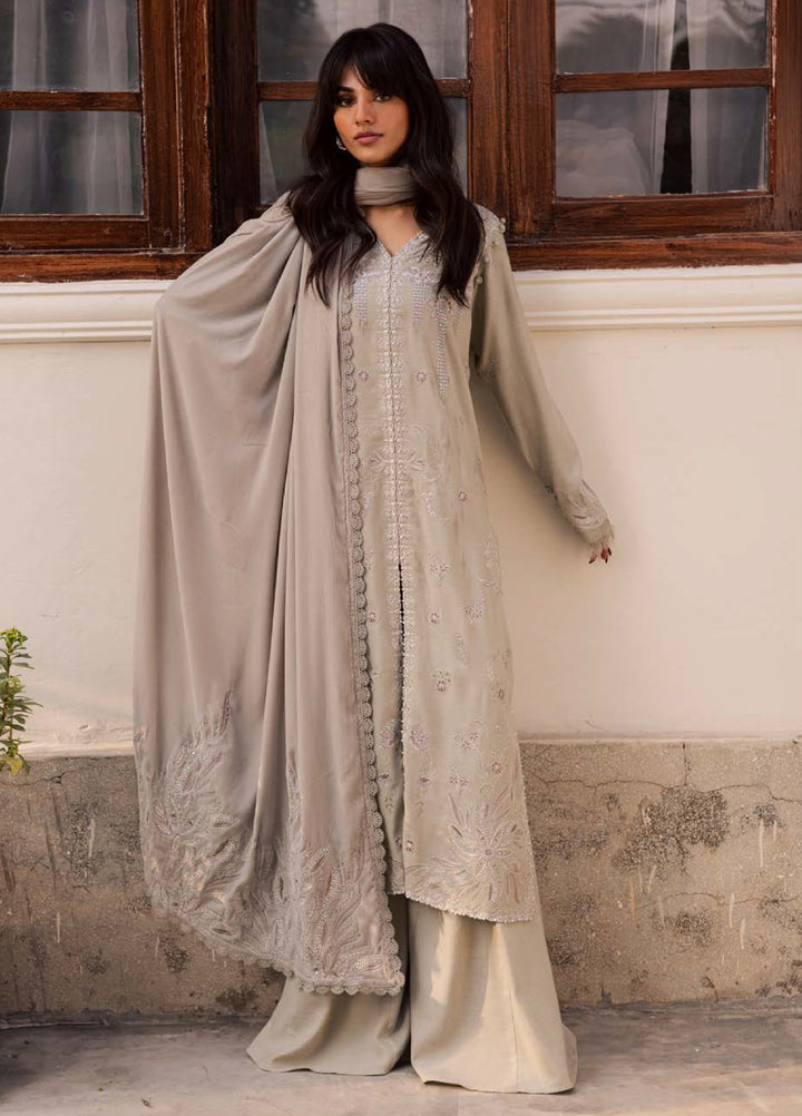 Nureh Exclusive Unstitched Luxury Leather Peach Embroidered Suits 3 Piece NU25EL NE-214 - Winter Collection