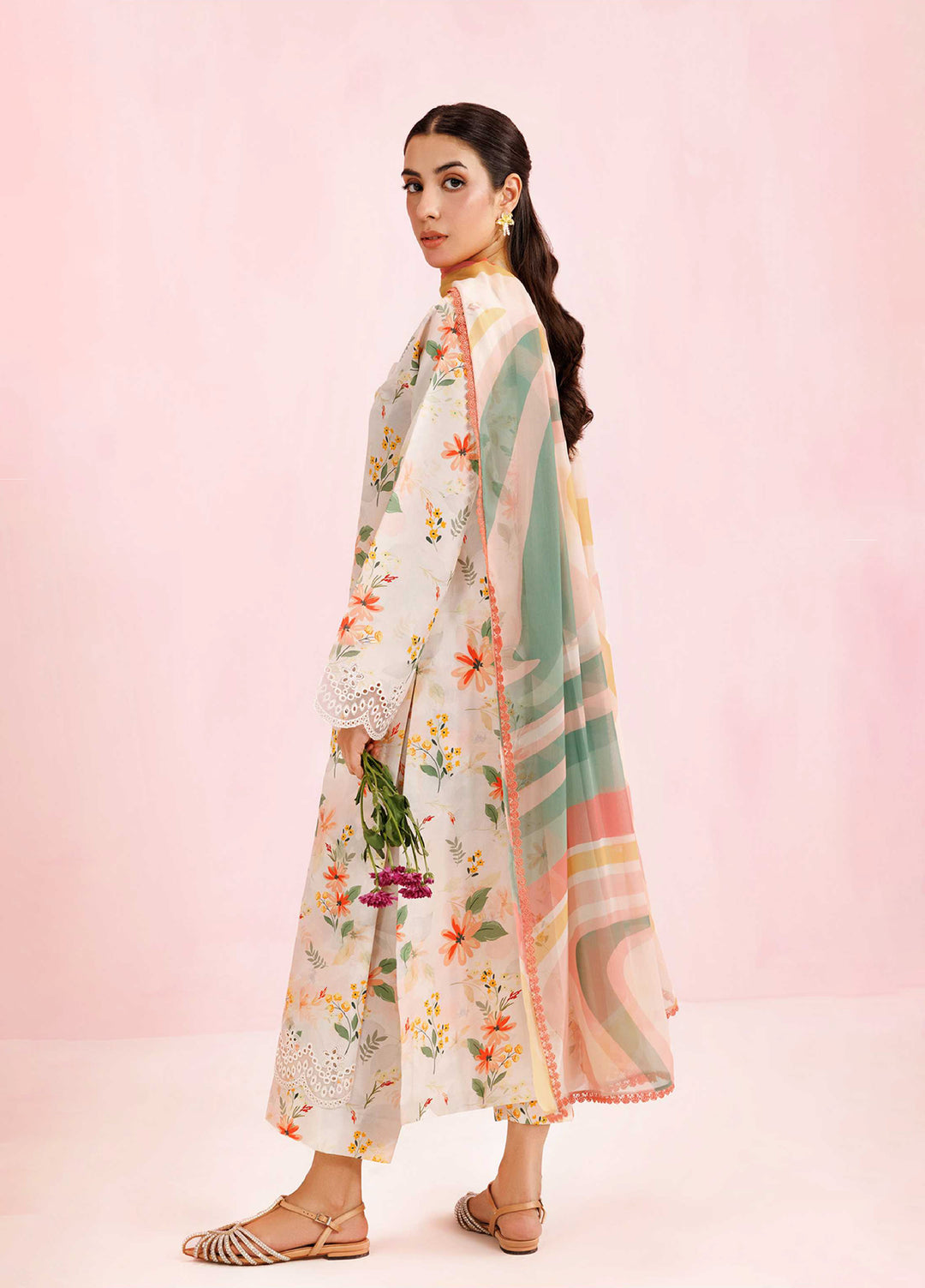 Farasha Unstitched Embroidered Lawn 3 Piece Suit FSH26UL D-10 Ivory Aura - Summer Collection