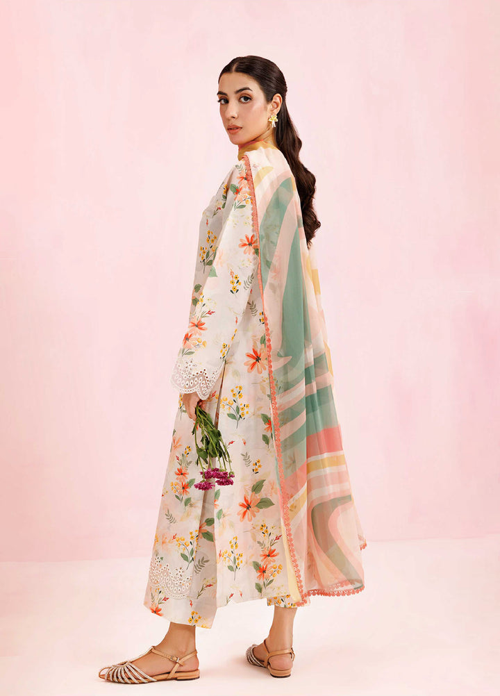 Farasha Unstitched Embroidered Lawn 3 Piece Suit FSH26UL D-10 Ivory Aura - Summer Collection