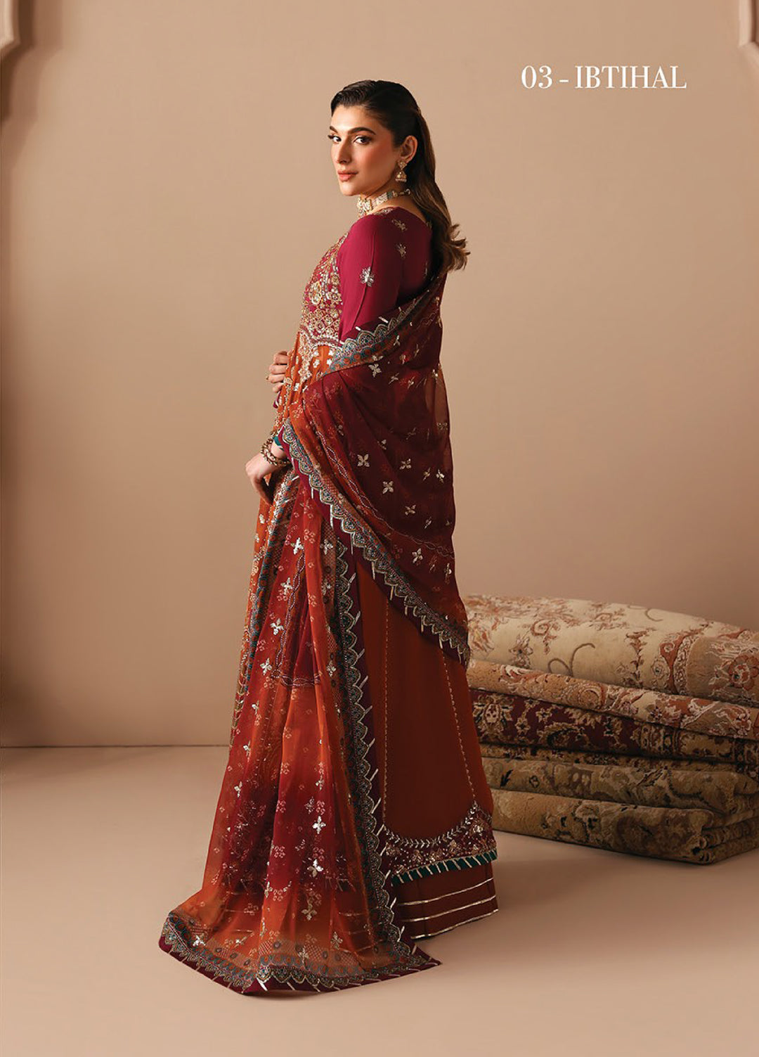 Neorah by Xenia Formals Unstitched Raw Silk Embroidered 3 Piece Suit XE26UN D-3 IBTIHAL - Festive Collection