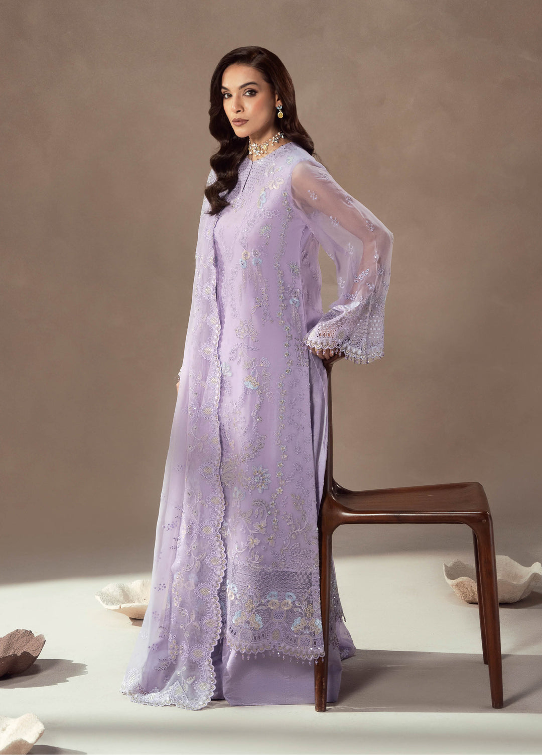 Afsanah by Lavish Premium Unstitched Chiffon Embroidered Suits 3 Piece LV25AC LILAC REVERIE-06 - Festive Collection
