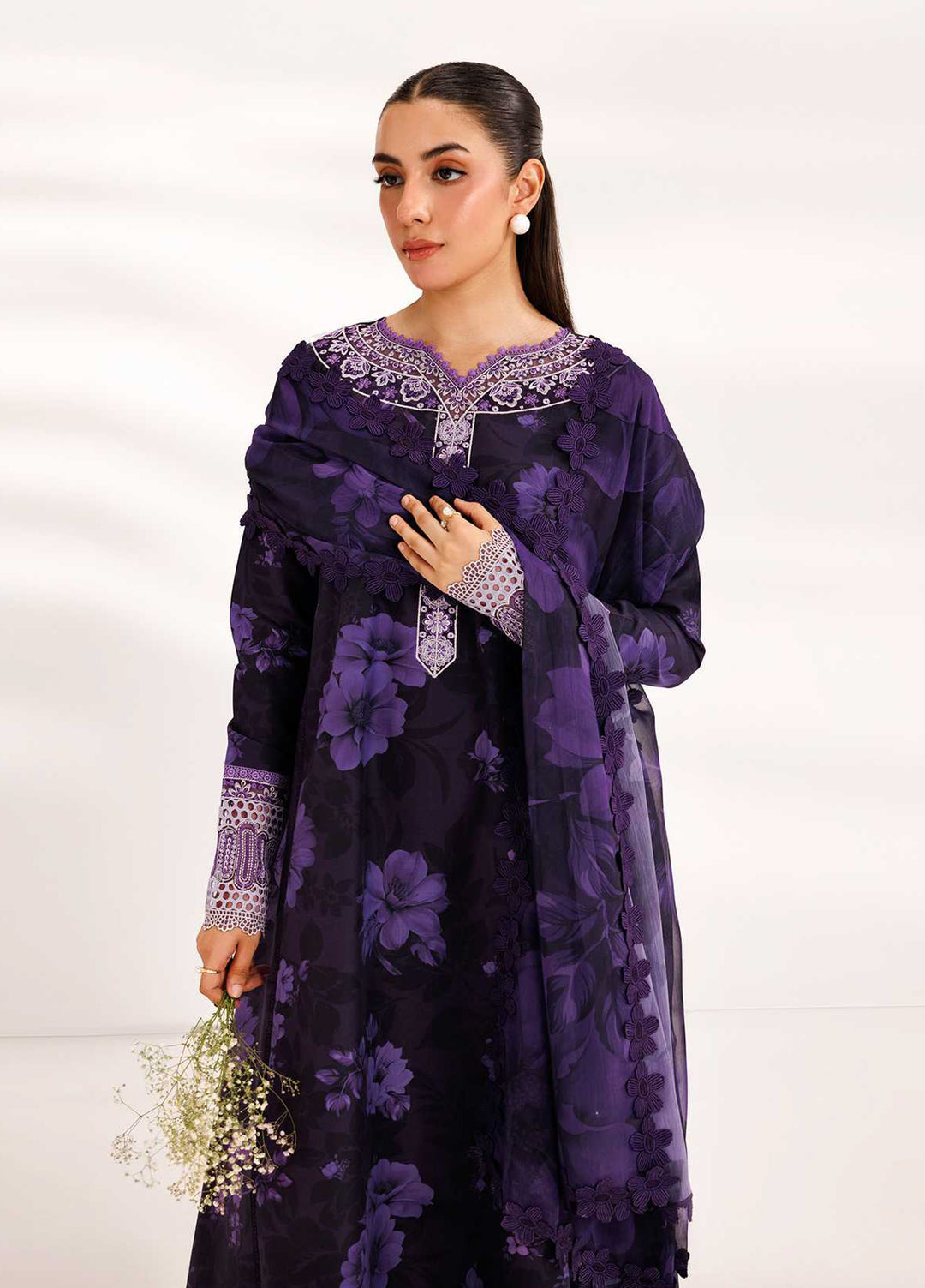 Farasha Unstitched Embroidered Lawn 3 Piece Suit FSH26UL D-5 Violet Breeze - Summer Collection