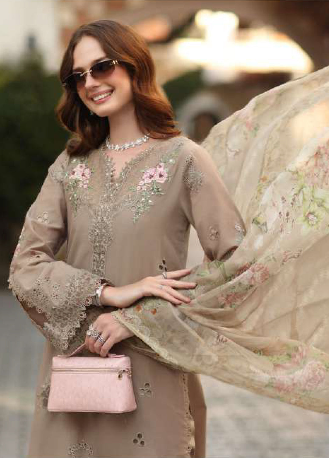 Noor Luxe by Saadia Asad Unstitched Embroidered Lawn 3 Piece Suit SA26UNL D-3B - Summer Collection