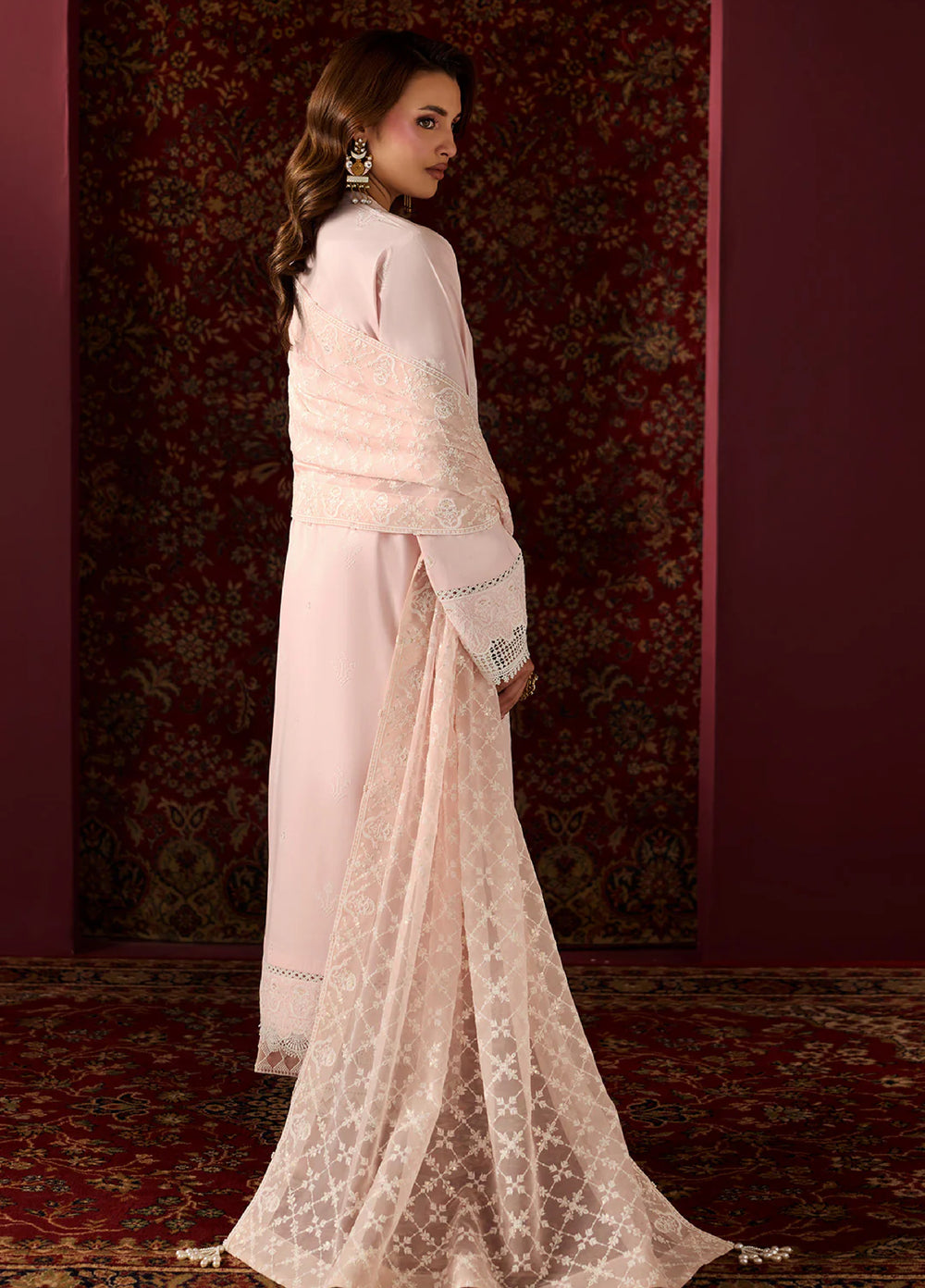 Alizeh Fashion Unstitched Embroidered Lawn 3 Piece Suit AF26ULE AF-EL-7058-CARMINE - Summer Collection