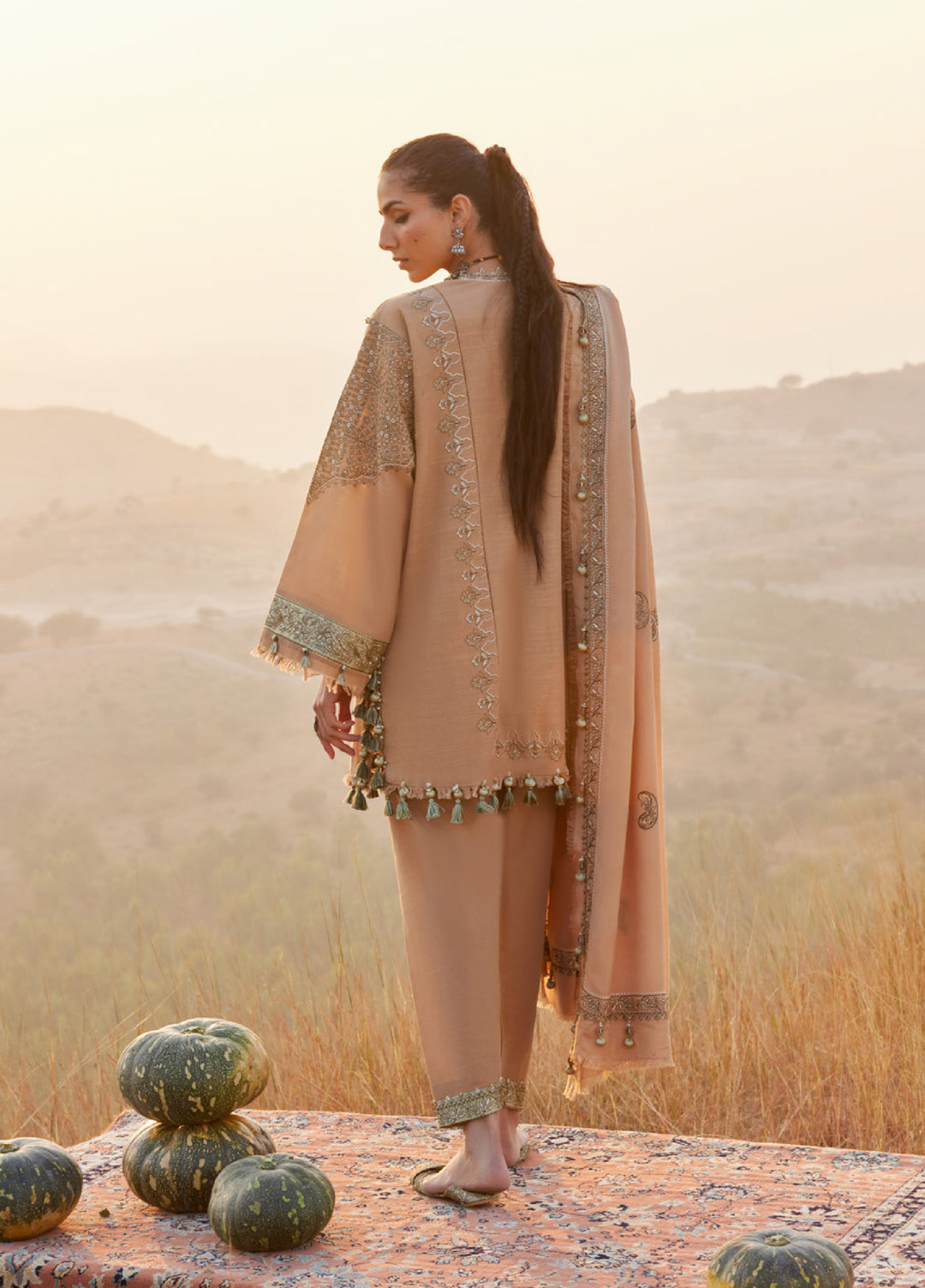 Zaha by Khadija Shah Unstitched Khaddar Embroidered Suits 3 Piece ZL25KW NEELAM ZW25-01 - Winter Collection