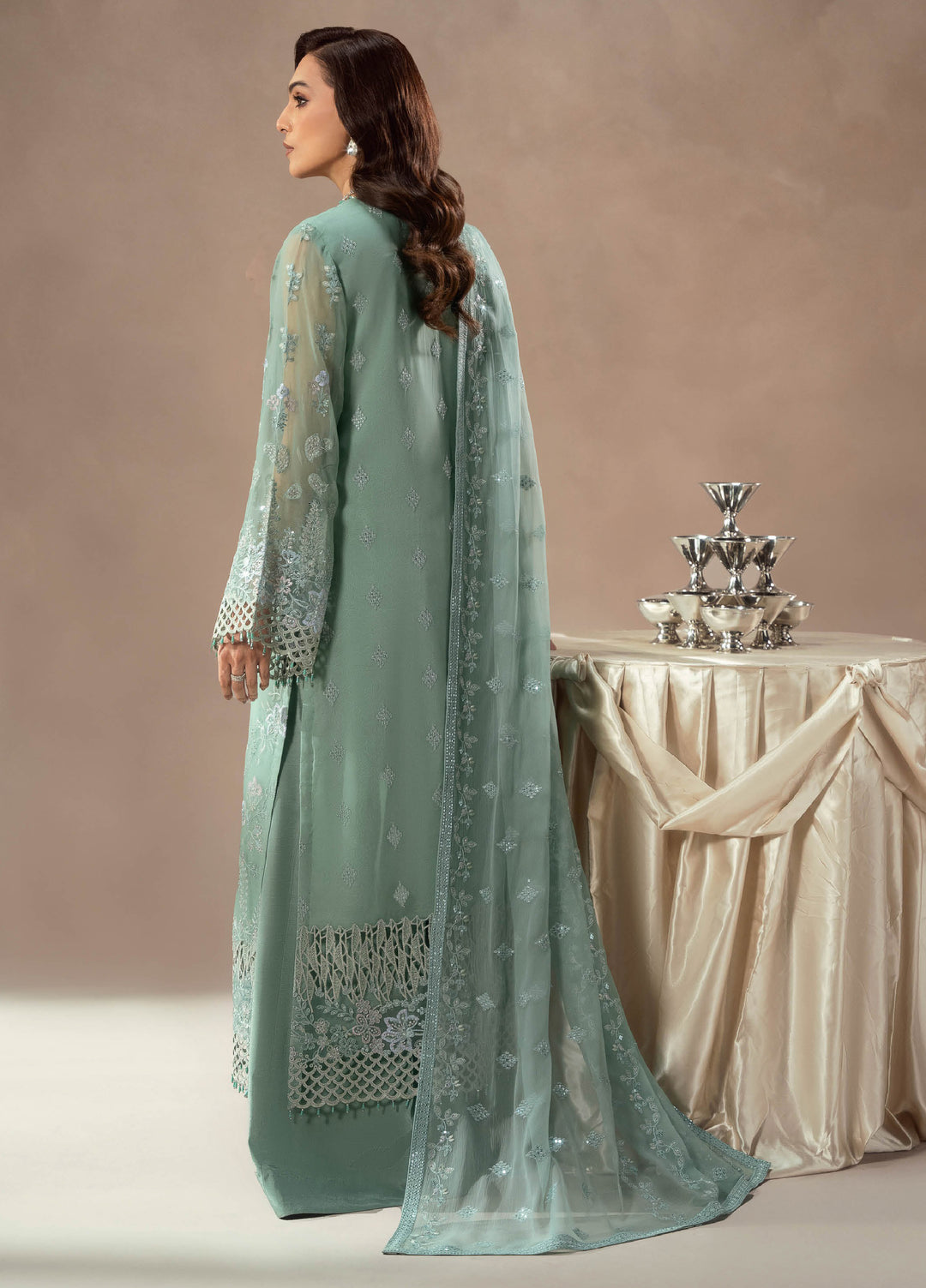 Afsanah by Lavish Premium Unstitched Chiffon Embroidered Suits 3 Piece LV25AC MINT WHISPER-04 - Festive Collection