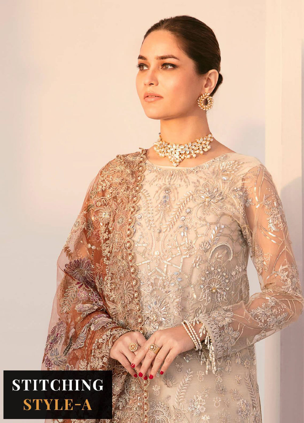 Chantelle by Baroque Unstitched Embroidered Net 3 Piece Suit BQ26UFC BQU-CH11-D03 - Festive Collection