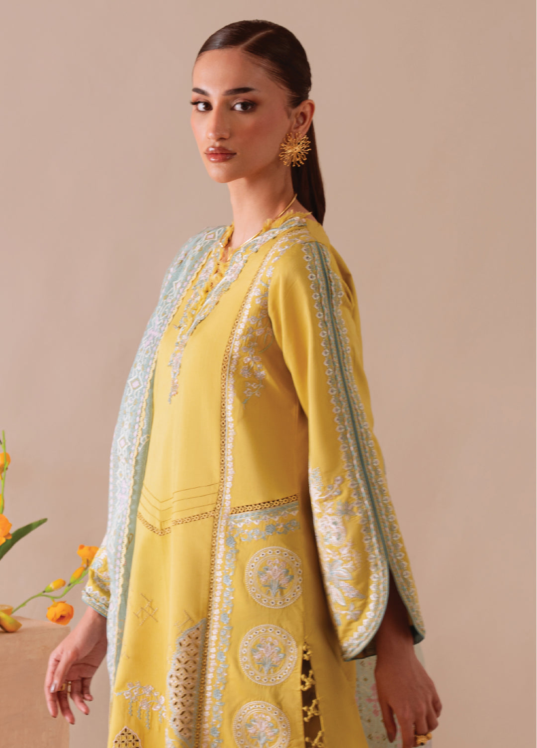 Miraal By Aabyaan Embroidered Chikankari Suits Unstitched 3 Piece ABY25MV D-AV-02-Mehra - Winter Collection