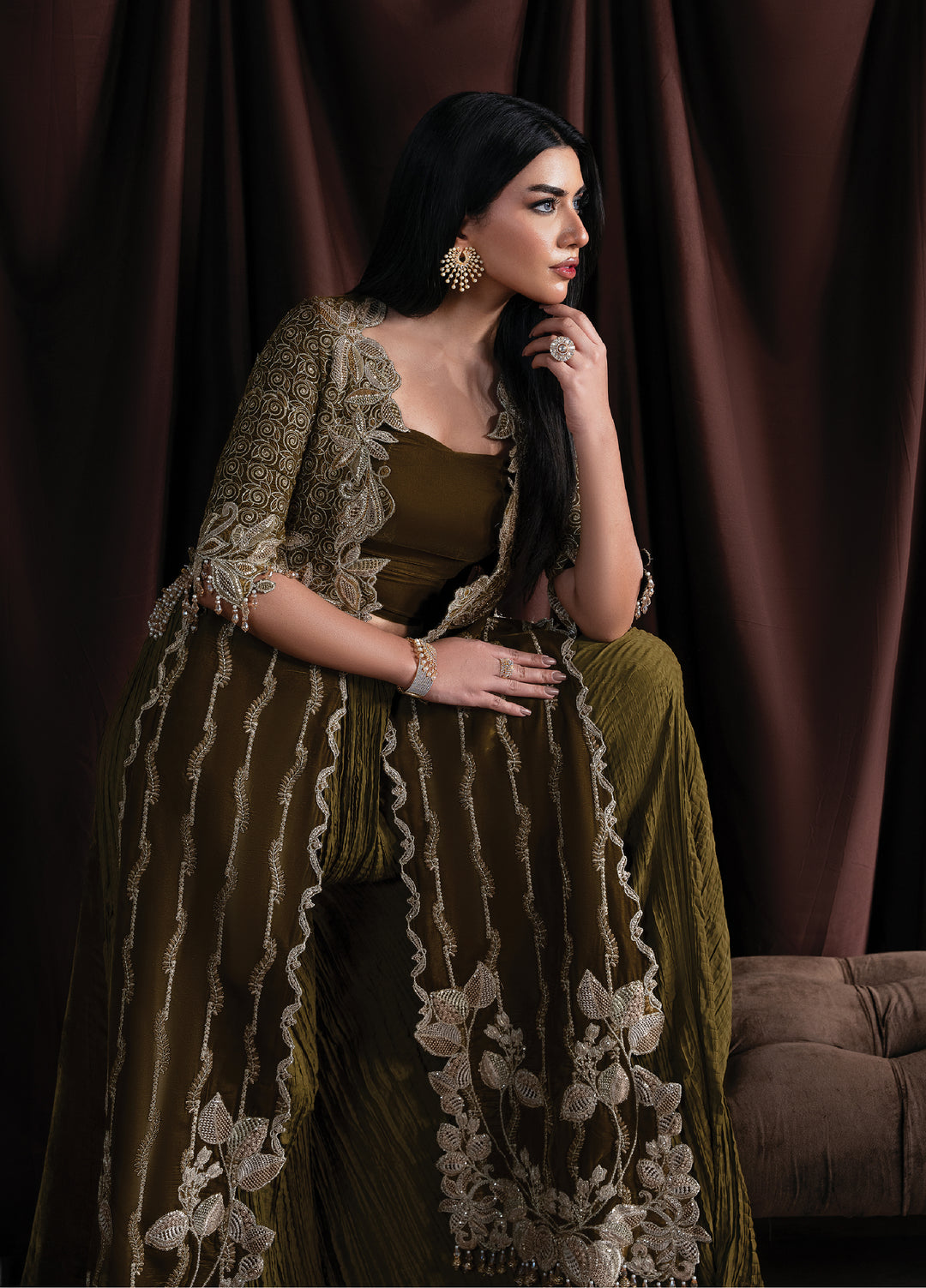 Solene By Faiza Faisal Embroidered Velvet Suits Unstitched 3 Piece FF25SV WS25-0447 - Festive Collection