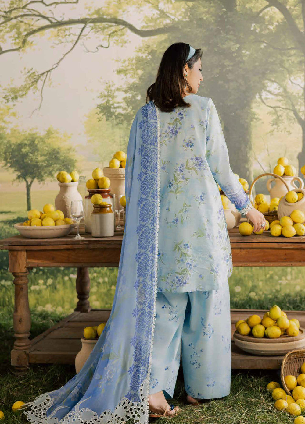 Bloom by Nureh Unstitched Embroidered Doria Lawn 3 Piece Suit NU26ULB BL-14 - Summer Collection