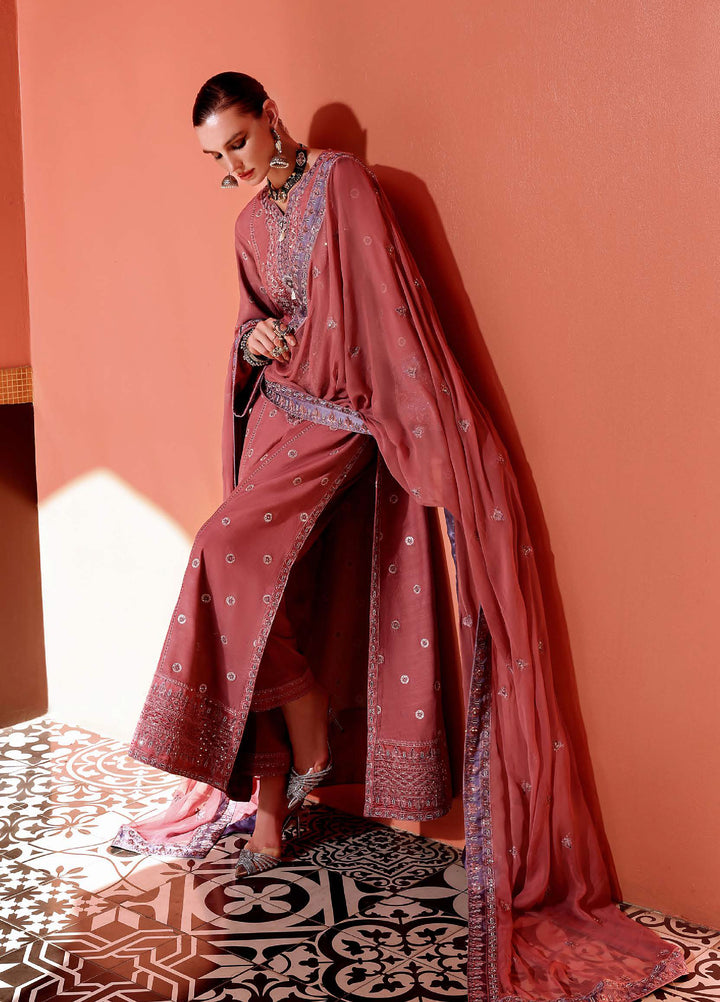 Nuvera Hemline by Mushq Unstitched Raw Silk Embroidered 3 Piece Suit MU26UNH D-4 Hermione - Festive Collection