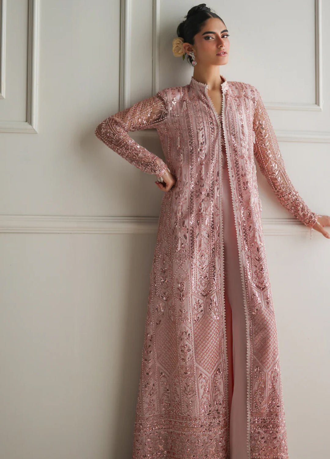 Threads And Motifs Women Pret Net Embroiderd Jacket With Trouser 1 Piece 9832.4 - Formals Collection