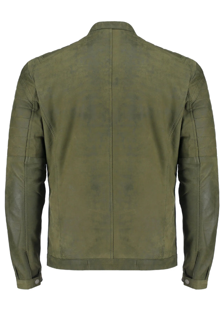 Mens Green Classic Fashion Buff Soft Real Leather Jacket