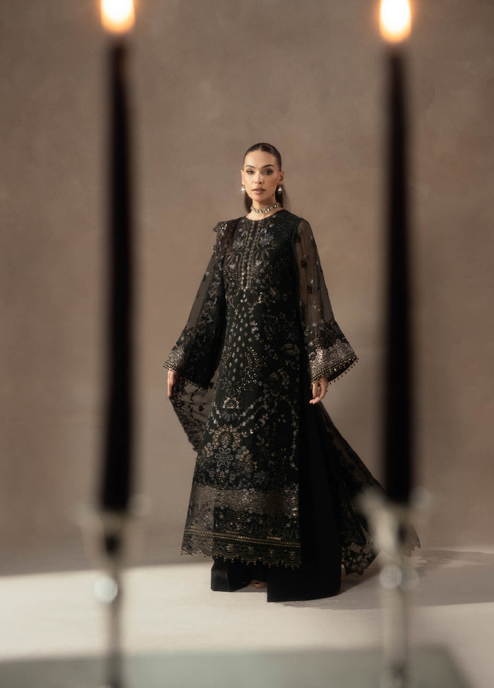 Afsanah by Lavish Premium Unstitched Chiffon Embroidered Suits 3 Piece LV25AC NOIR ROYALE-08 - Festive Collection