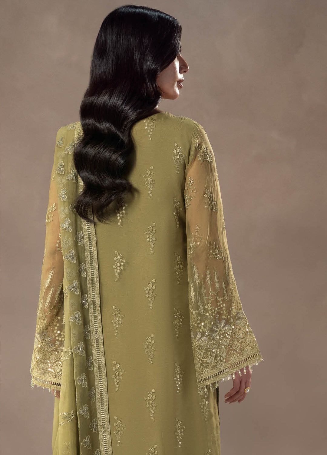 Afsanah by Lavish Premium Unstitched Chiffon Embroidered Suits 3 Piece LV25AC SAGE EMPRESS-05 - Festive Collection