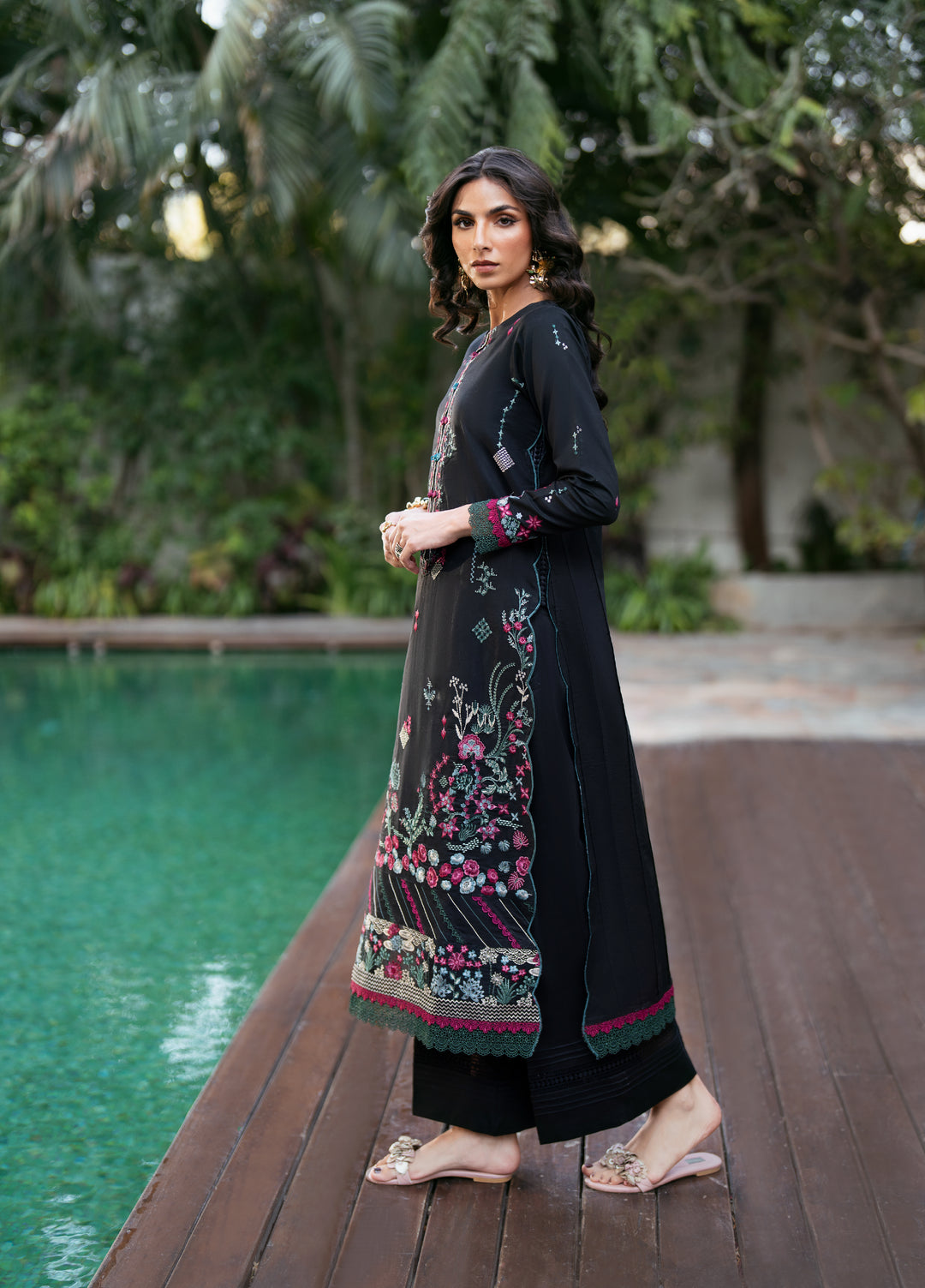 Florent Unstitched Embroidered Luxury Lawn 3 Piece Suit FL26FLL FZ-1B - Eid Collection
