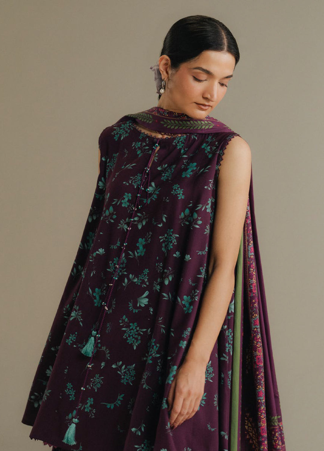 Coco by Zara Shahjahan Prints Unstitched Linen Suits 3 Piece CZS25PW Wild Fern D-2B - Winter Collection