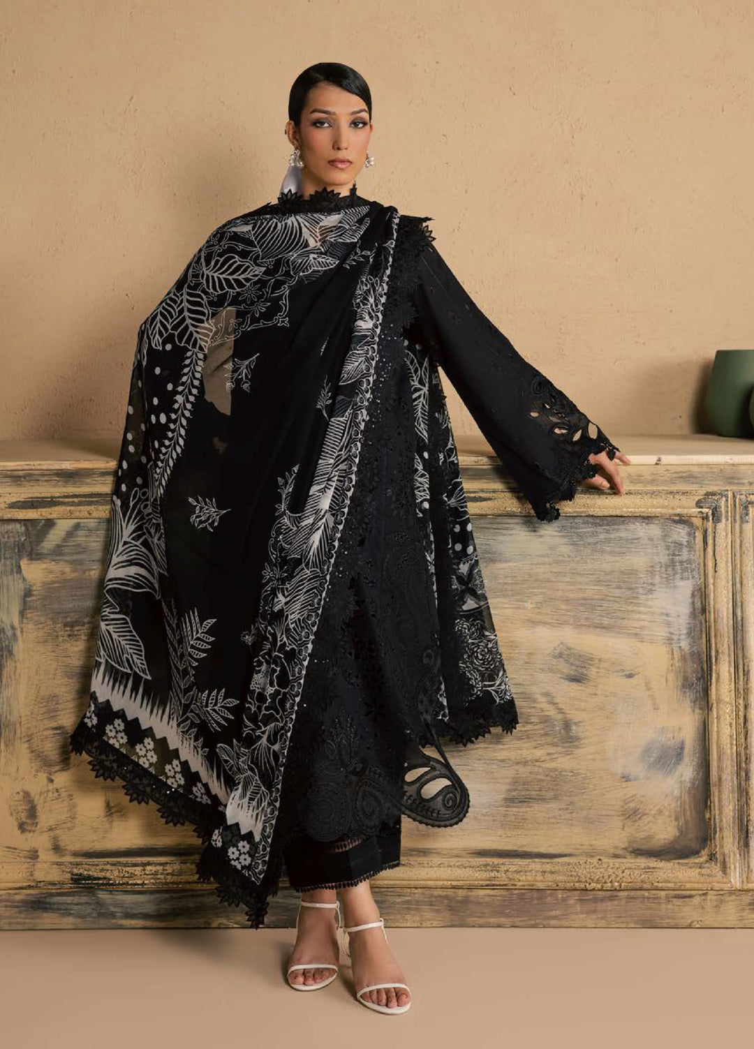 Koyal Monochrome by Nureh Unstitched Embroidered Lawn 3 Piece Suit NU26UKM NE-266 - Casual Collection