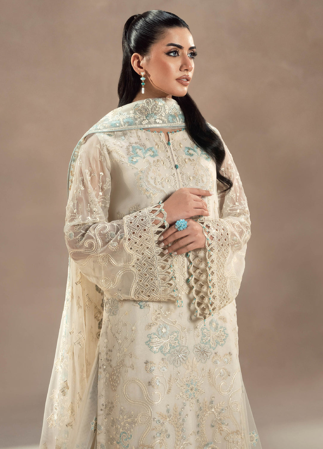 Afsanah by Lavish Premium Unstitched Chiffon Embroidered Suits 3 Piece LV25AC PEARL GARDEN-07 - Festive Collection