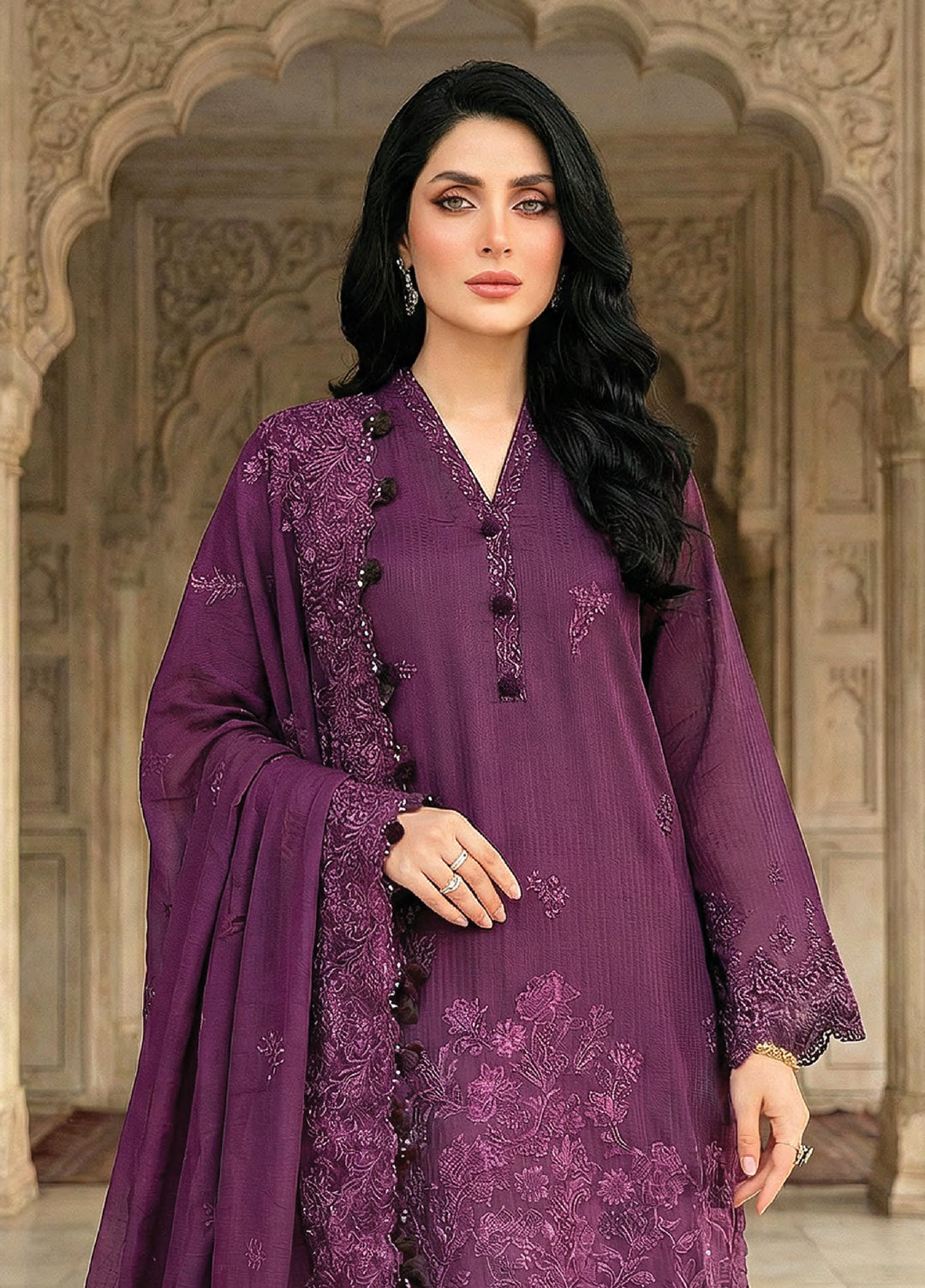 Lakhany Unstitched Embroidered Dobby Jacquard 3 Piece Suit LSM26UJE LG-UB-0323 - Eid Collection