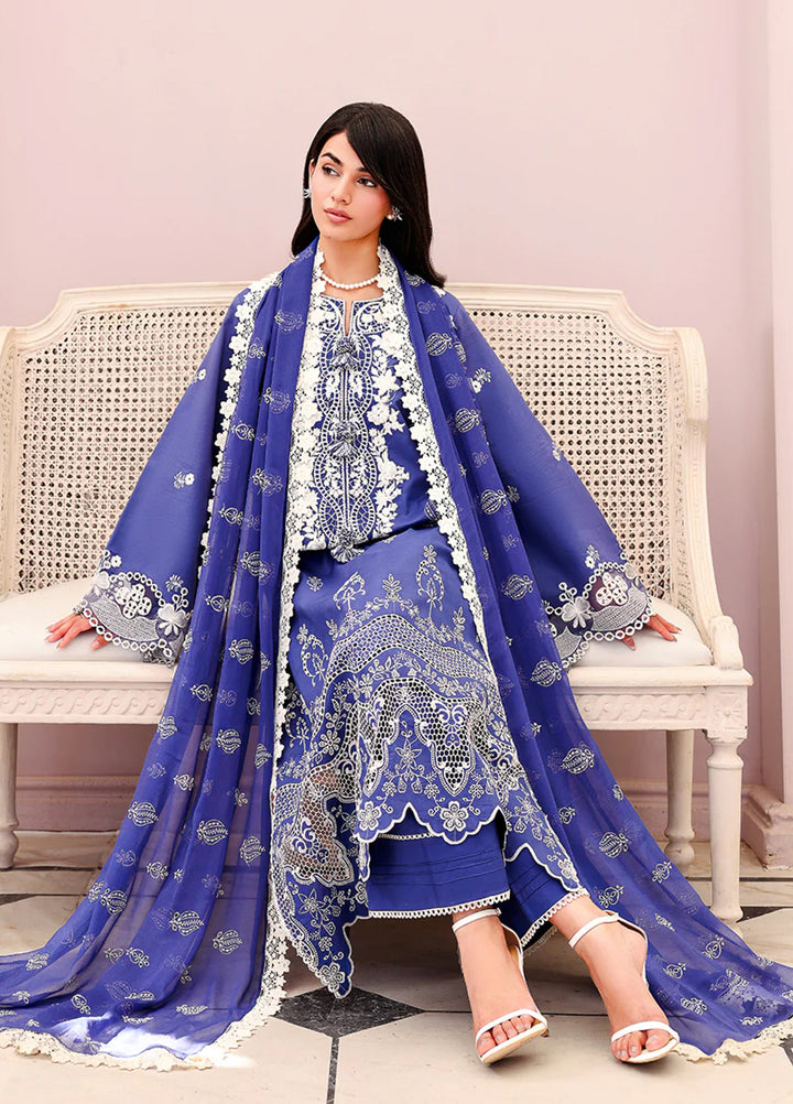 Veil of Summer by Roheenaz Unstitched Embroidered Luxury Lawn 3 Piece Suit RN26UVS 405 BLANC MIRAGE - Eid Collection