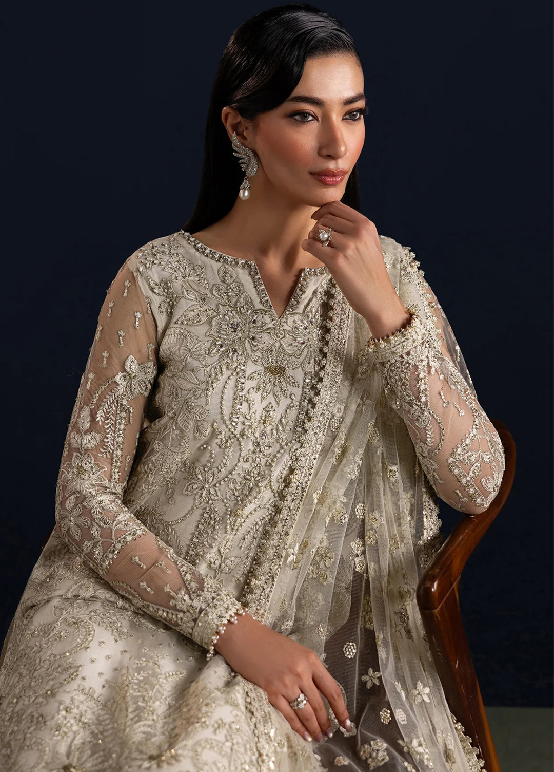 Chantelle by Baroque Unstitched Embroidered Net 3 Piece Suit UF-4448 - Festive Collection