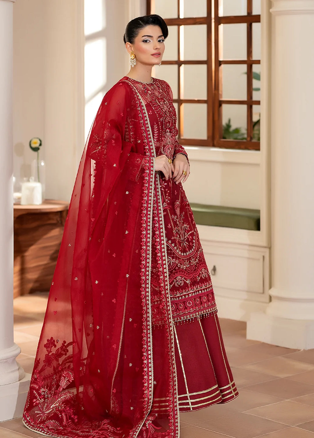 Yashfa Unstitched Hand Work Organza 4 Piece Suit BANUKSHA - Wedding Collection