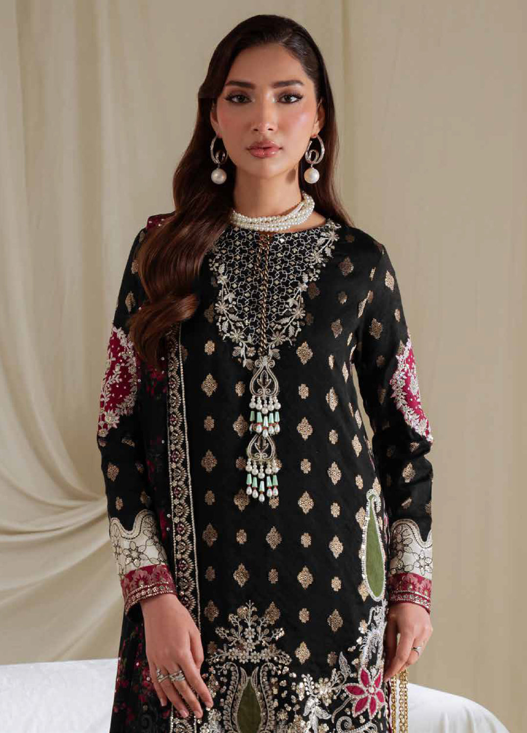 Omara By Nureh Unstitched Embroidered Jacquard 3 Piece Suit NU26OUF NEL- 95 - Festive Collection