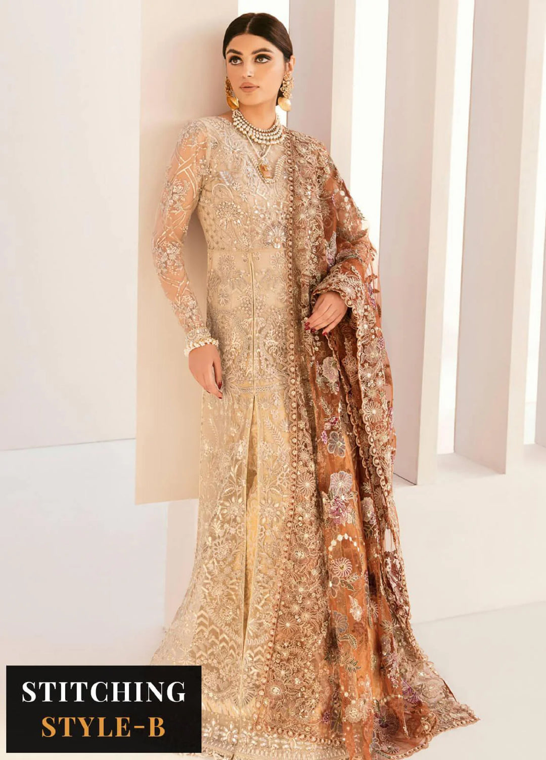 Chantelle by Baroque Unstitched Embroidered Net 3 Piece Suit BQ26UFC BQU-CH11-D03 - Festive Collection