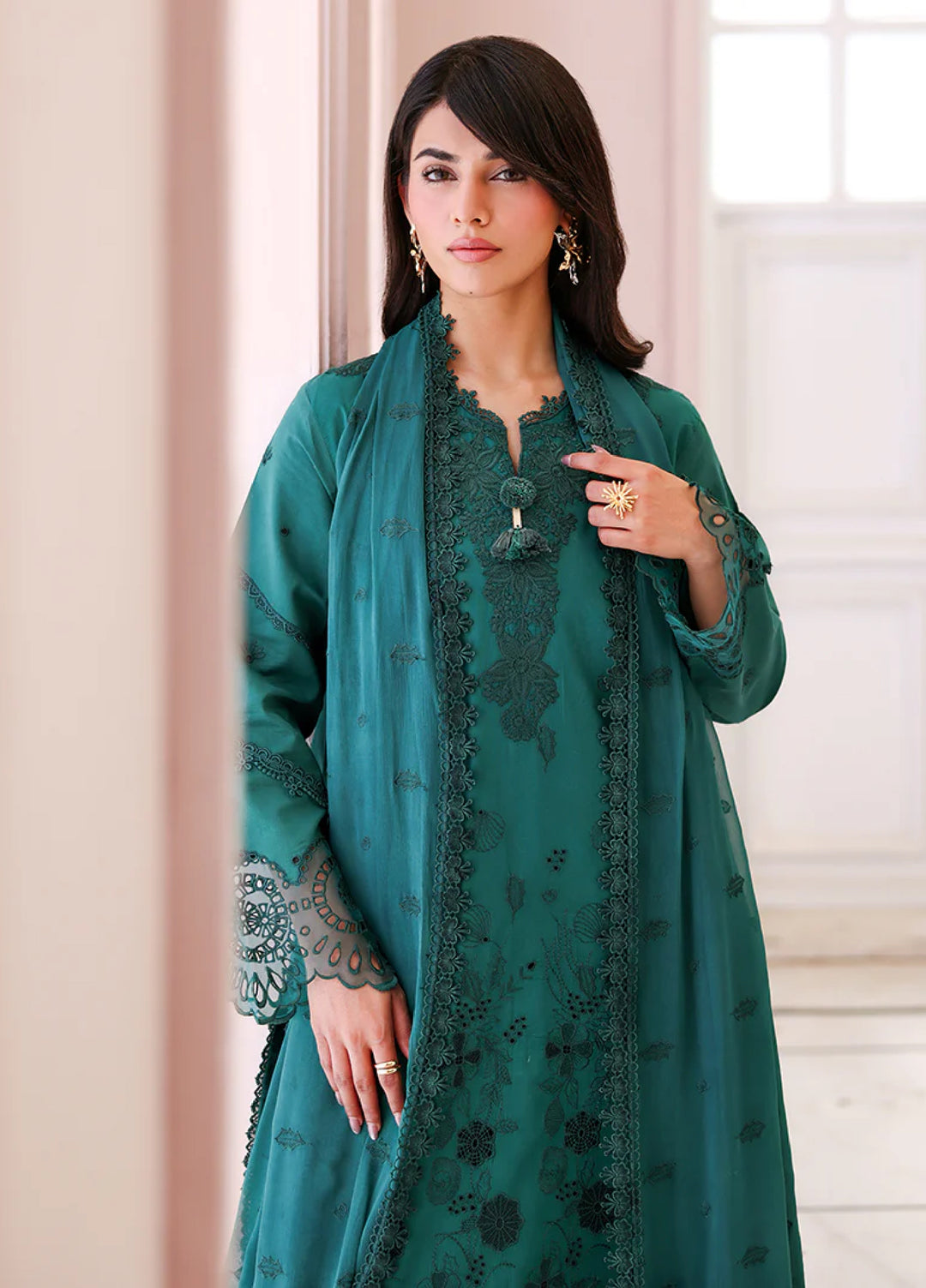 Veil of Summer by Roheenaz Unstitched Embroidered Luxury Lawn 3 Piece Suit RN26UVS 409 WHISPERED VEIL - Eid Collection