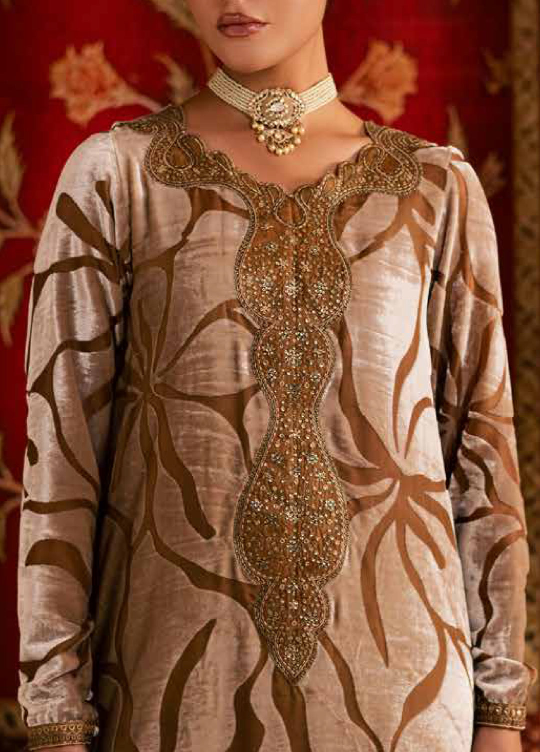 Ballerina by Nureh Unstitched Velvet Palachi Embroidered 3 Piece Suits NU25BV NU2-191 - Festive Collection