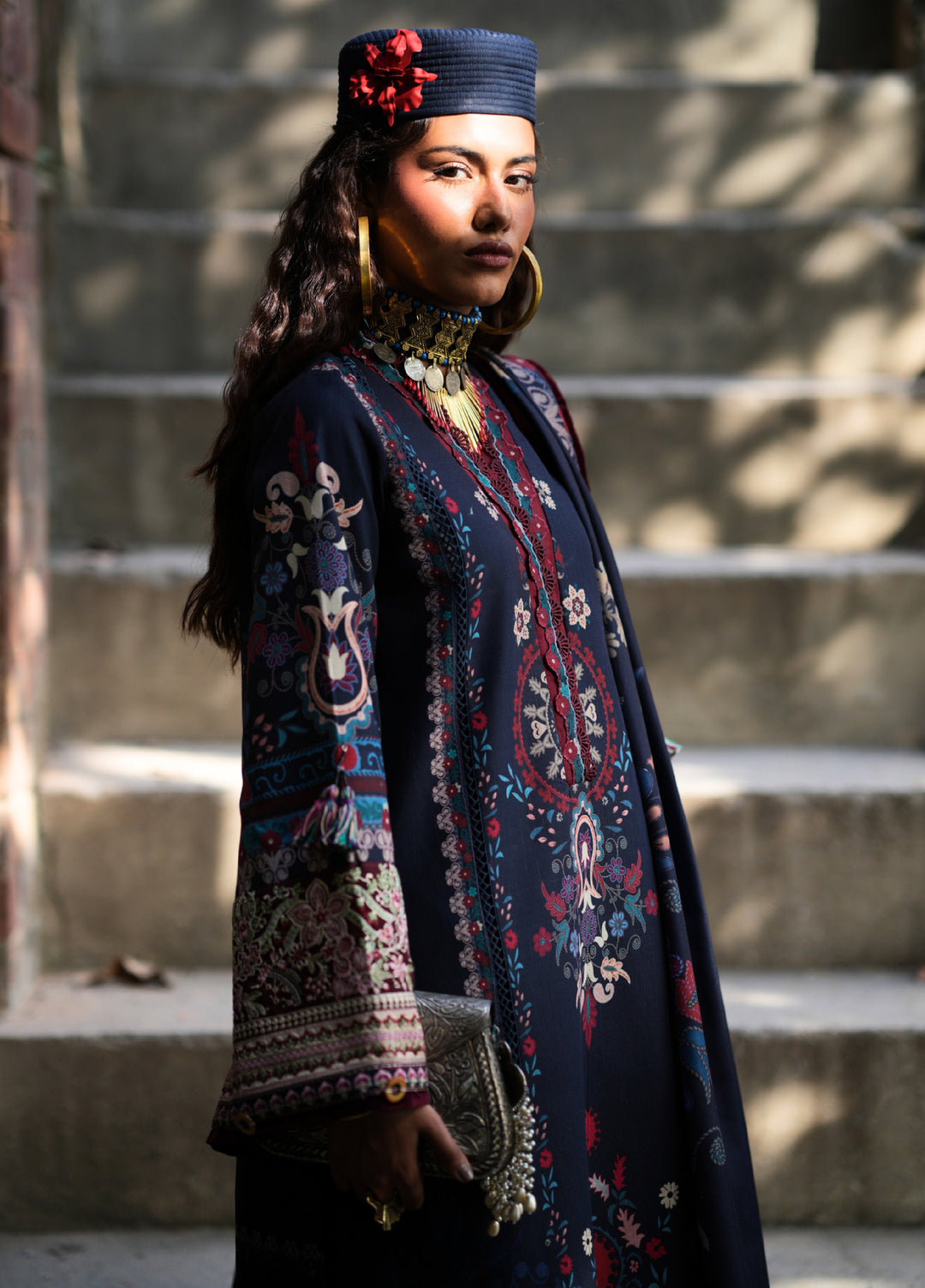 AJR Sard Shaam Embroidered Unstitched Khaddar Suits 3 Piece AJR25SS AJRW-05 NILOFER - Winter Collection