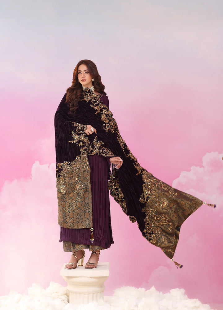 Mount Olypus by Musferah Saad Pret Embroidered Chiffon 3 Piece Amethyst Majesty - Festive Collection