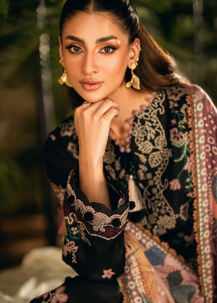 Florent Serenity Embroidered Woolen Shawls Unstitched Marina Twill Suits 3 Piece FL25WS FL-4B - Winter Collection