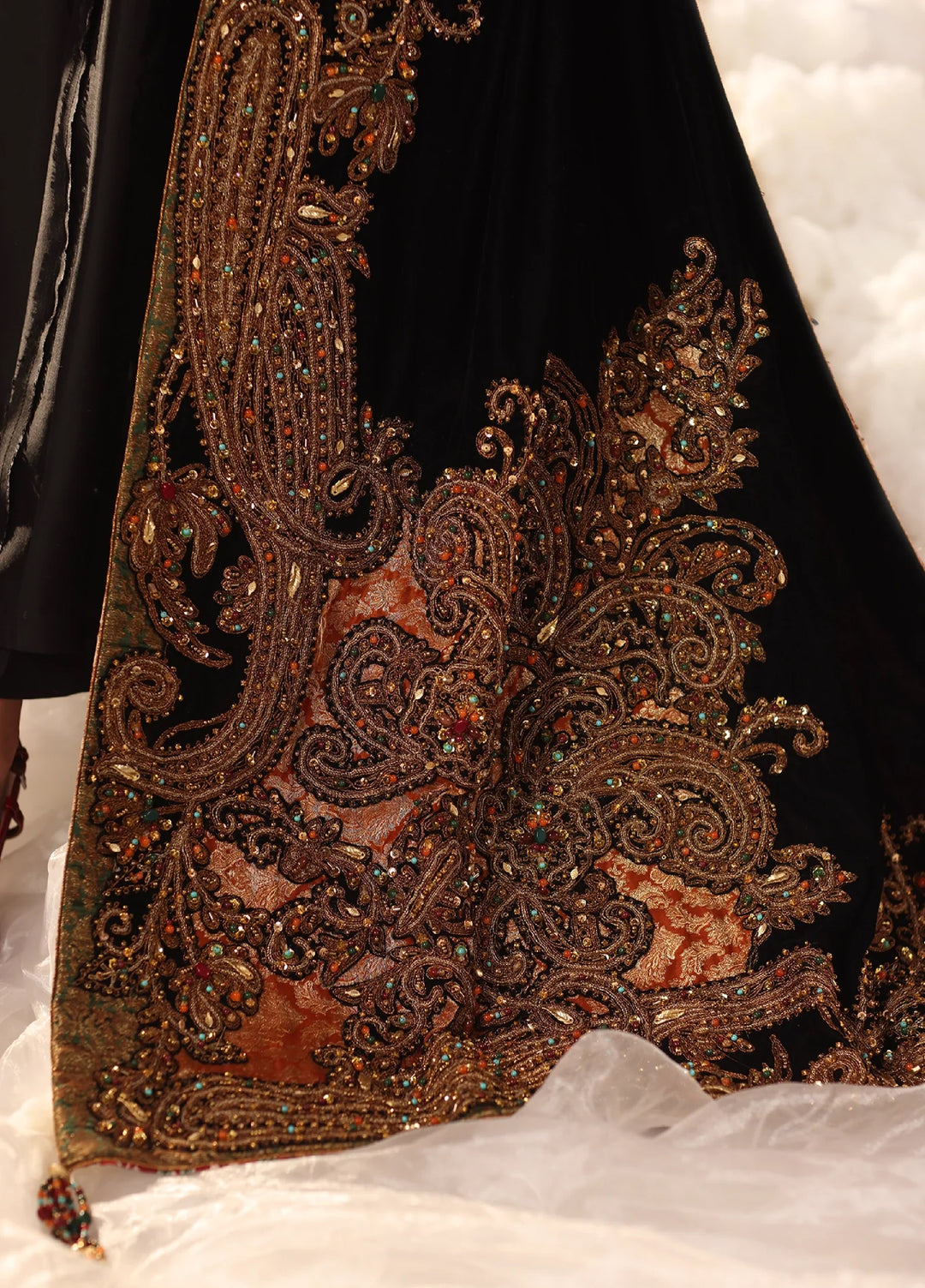 Mount Olypus by Musferah Saad Pret Embroidered Tissue Silk 3 Piece Midnight Eternel - Festive Collection