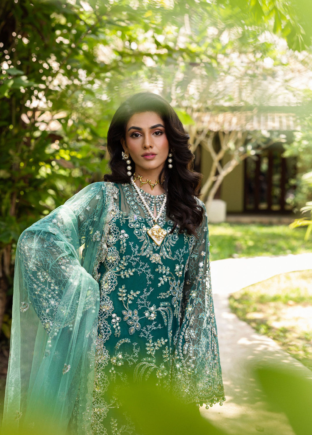 Saira Rizwan Unstitched Organza Embroidered Suits 3 Piece SR25UF SRF25-04 Kiana - Festive Collection