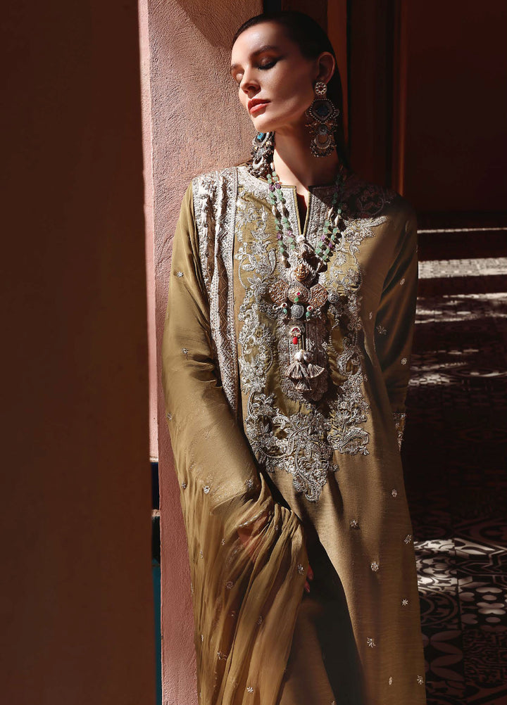 Nuvera Hemline by Mushq Unstitched Raw Silk Embroidered 3 Piece Suit MU26UNH D-2 Jadis - Festive Collection