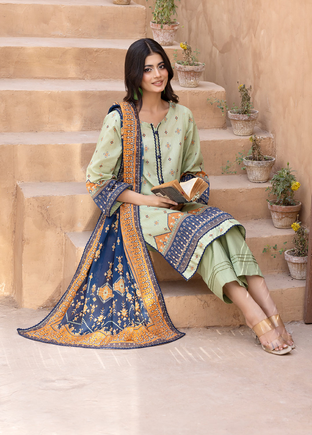 Regalia Textiles Unstitched Printed Karandi Lawn 3 Piece Suit RG26UKL D-3 - Summer Collection