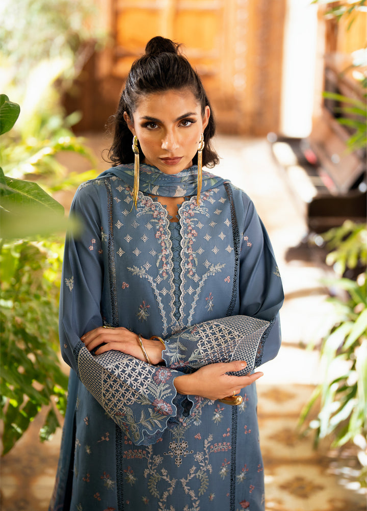 Florent Unstitched Embroidered Luxury Lawn 3 Piece Suit FL26FLL FZ-4B - Eid Collection