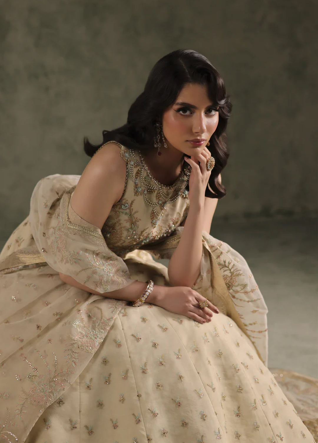Esmeree by Imran Ramzan Embroidered Unstitched Organza 3 Piece Pavone D Ivoire - Formals Collection