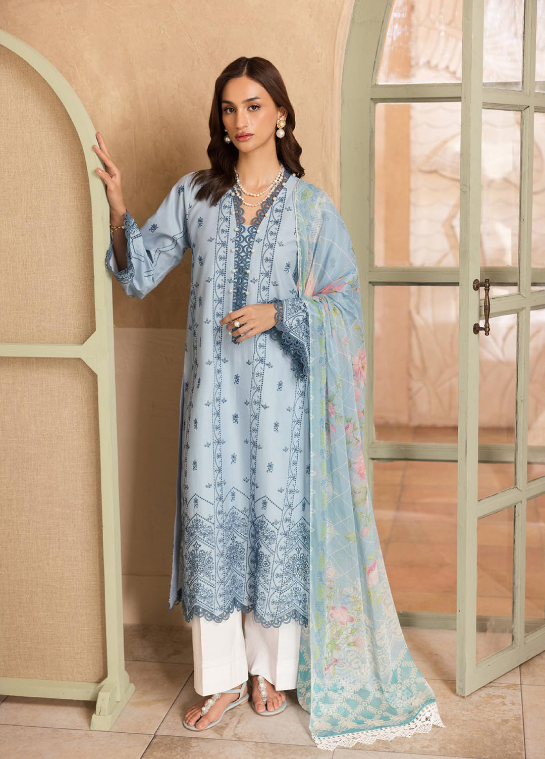 Nissa by Rajbari Unstitched Chikankari Embroidered Lawn 3 Piece Suit RB26UNCL D-12 - Summer Collection