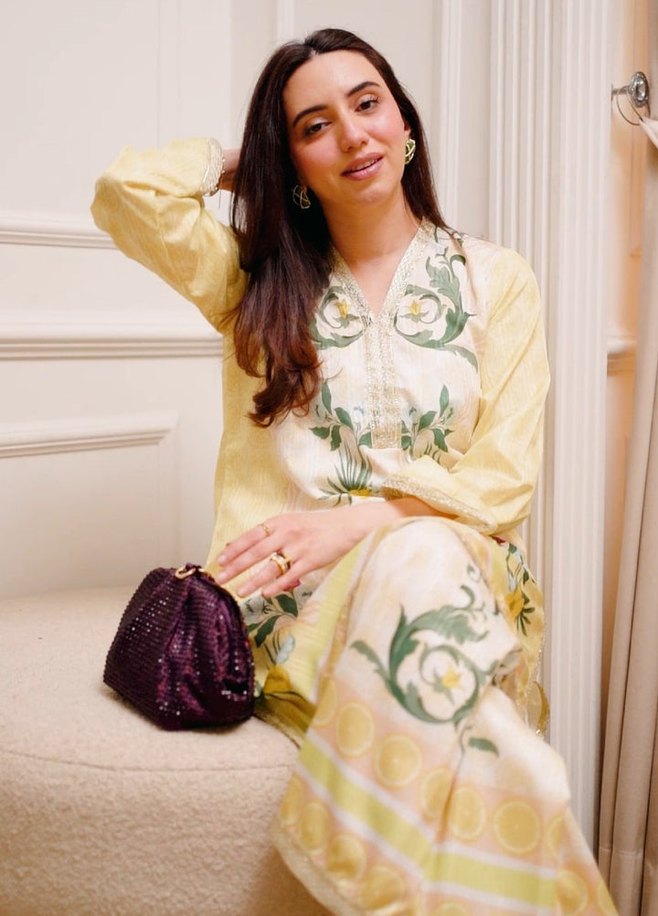 Karashe Women Pret Printed Blended Lawn Co-Ord Sets Lemon Zest - Summer Collection