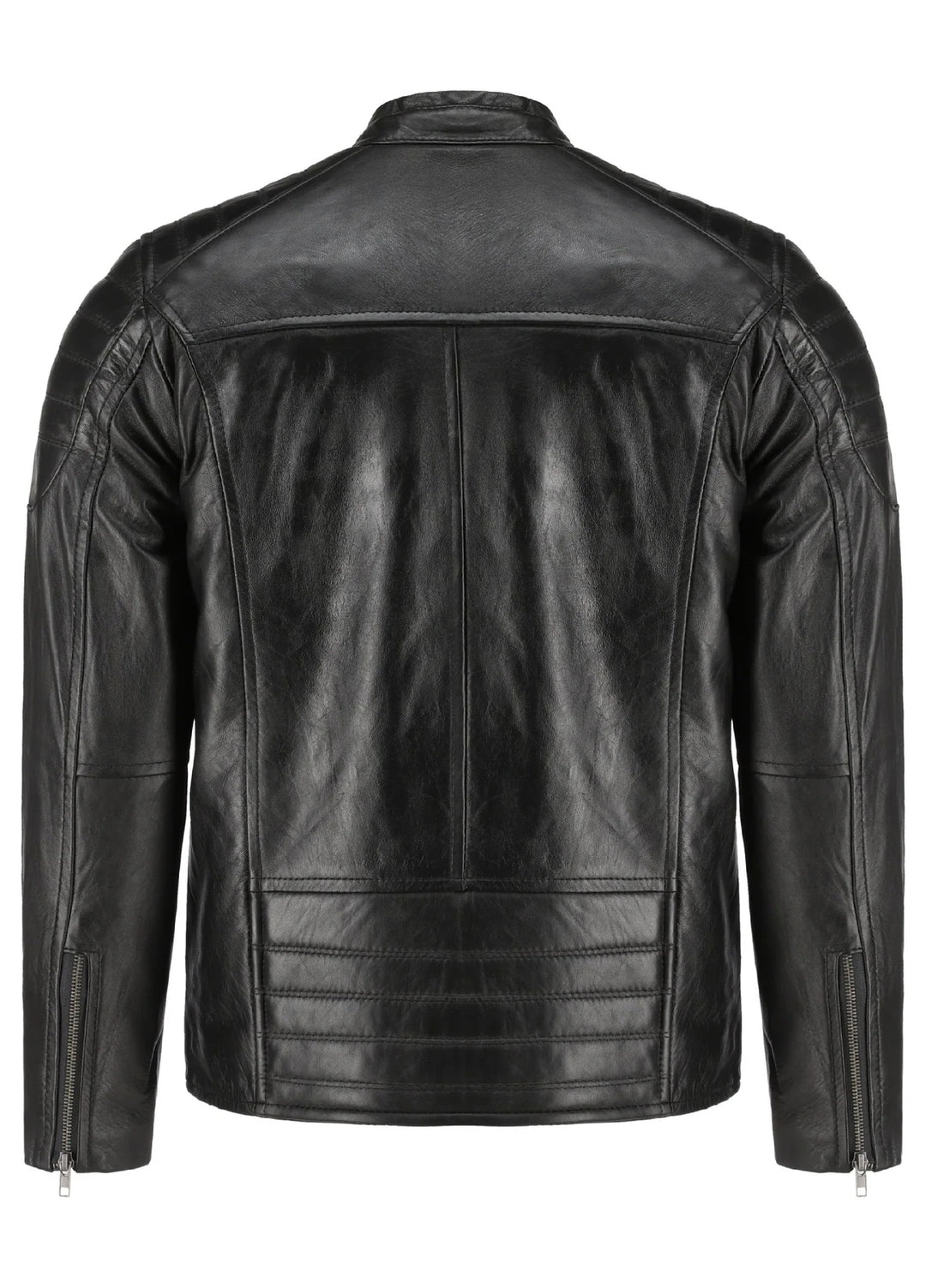 Mens Black Lambskin Biker Style Leather Jacket