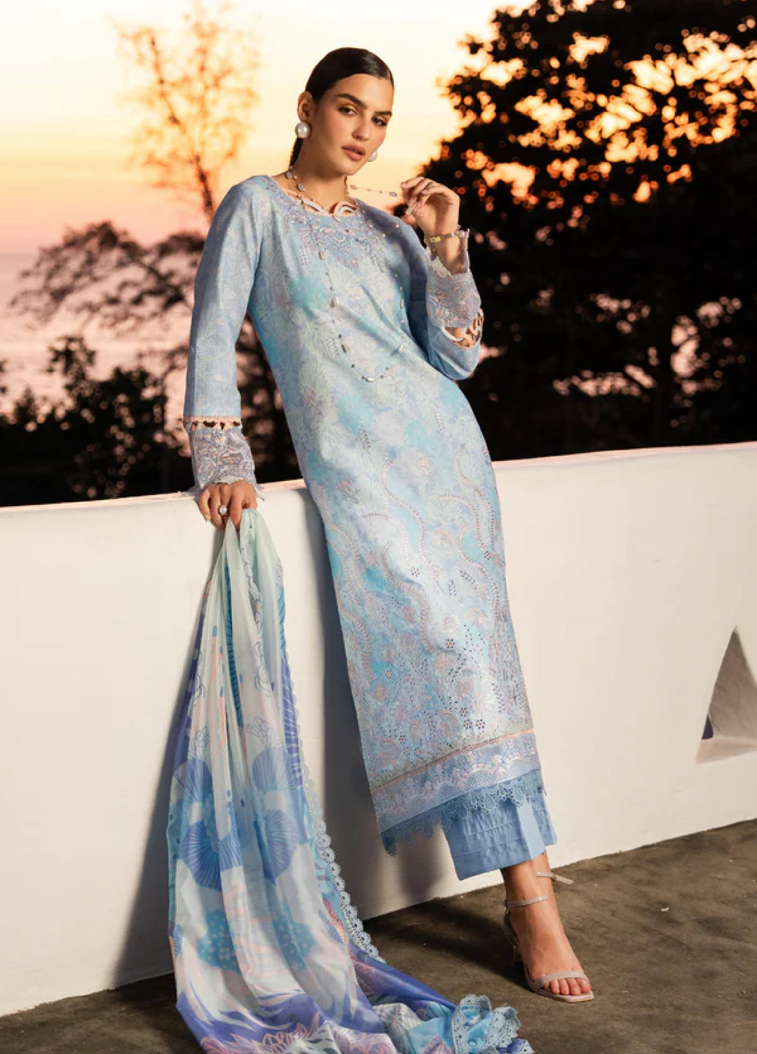 Shezlin Chikankari by Aabyaan Unstitched Embroidered Lawn 3 Piece Suit ABY26USC AZ-09 CALINA - Summer Collection