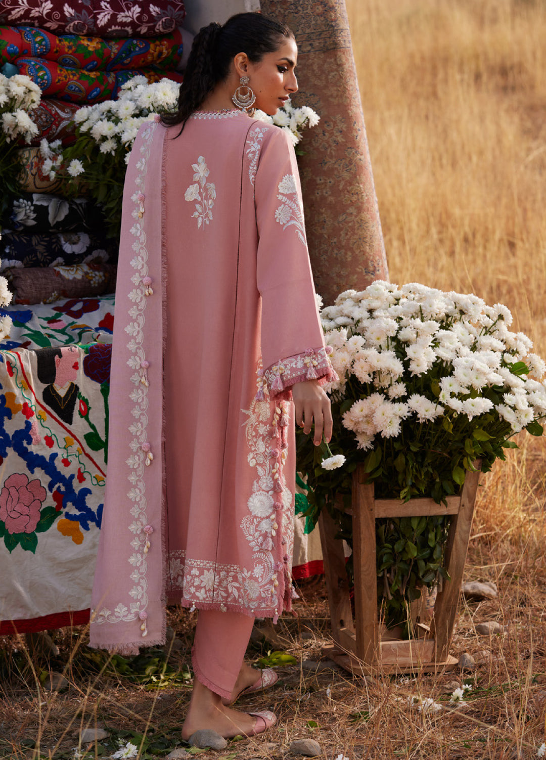 Zaha by Khadija Shah Unstitched Karandi Embroidered Suits 3 Piece ZL25KW NIRA ZW25-05 - Winter Collection