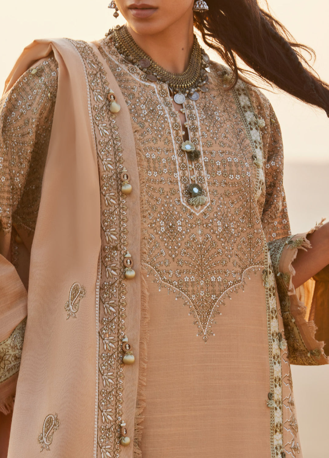 Zaha by Khadija Shah Unstitched Khaddar Embroidered Suits 3 Piece ZL25KW NEELAM ZW25-01 - Winter Collection