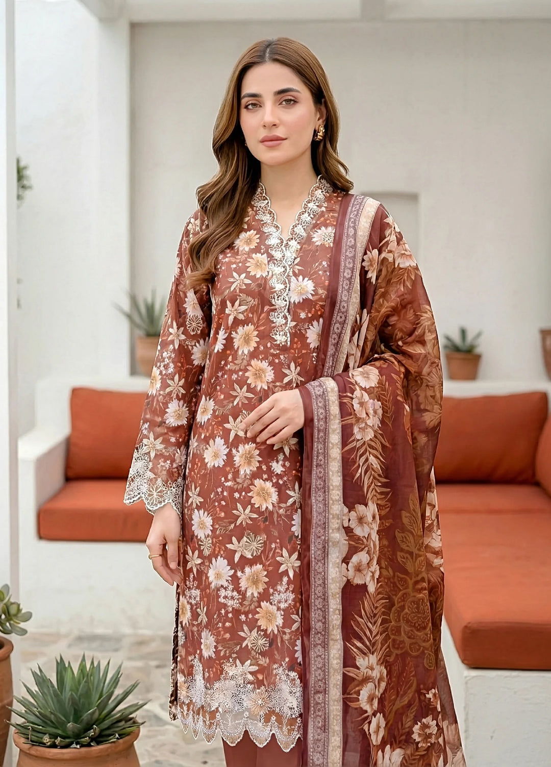 Komal by Lakhany Unstitched Embroidered Lawn 3 Piece Suit LSM26ULK LG-IZ-0605 - Summer Collection