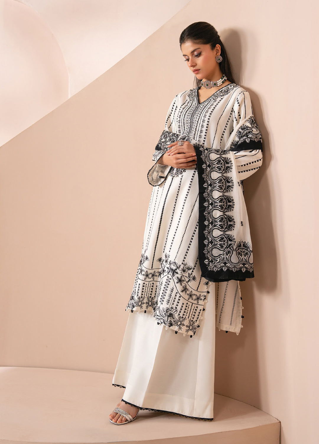 Zaeva by Xenia Formals Unstitched Embroidered Chiffon 3 Piece Suit XE26UZF 05-OMAVI - Festive Collection