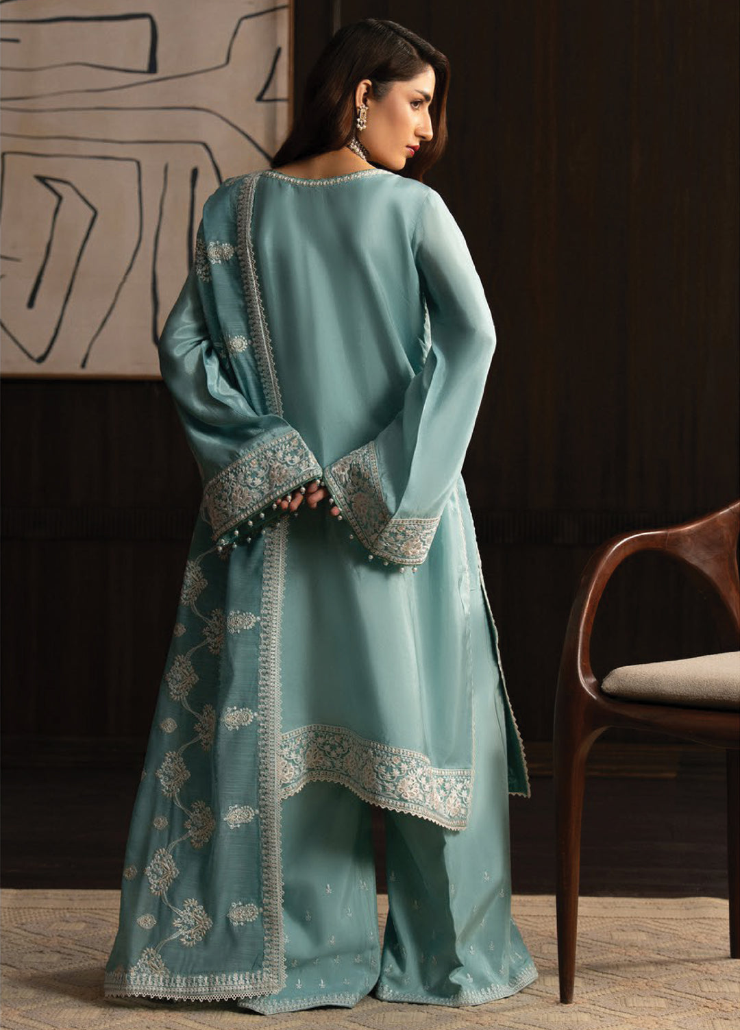 Lady by Aik Atelier Unstitched Tussar Silk Embroidered Suits 3 Piece AIK25L D-08 AIK25L - Festive Collection